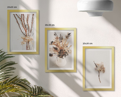 Trittico incorniciato Fiori e rami in uno stile naturalistico minimalista