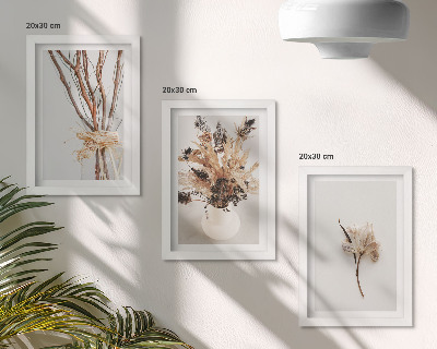 Trittico incorniciato Fiori e rami in uno stile naturalistico minimalista