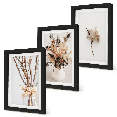 Trittico incorniciato Fiori e rami in uno stile naturalistico minimalista