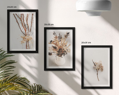 Trittico incorniciato Fiori e rami in uno stile naturalistico minimalista