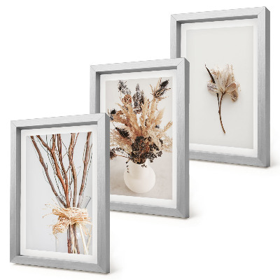Trittico incorniciato Fiori e rami in uno stile naturalistico minimalista