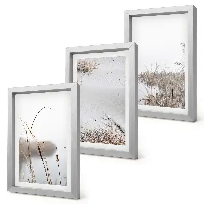 Vegetazione acquatica, delicati scorci estivi composizione di 3 quadri