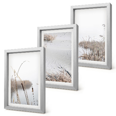 Composizione di 3 quadri Vegetazione acquatica, delicati scorci estivi