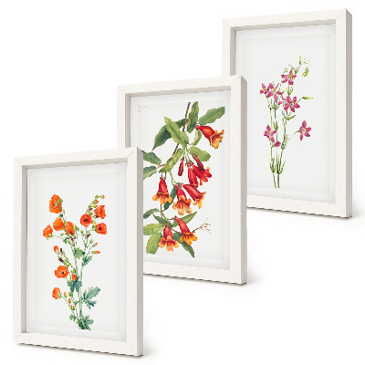 Trittico incorniciato dipinto floreale vintage retrò