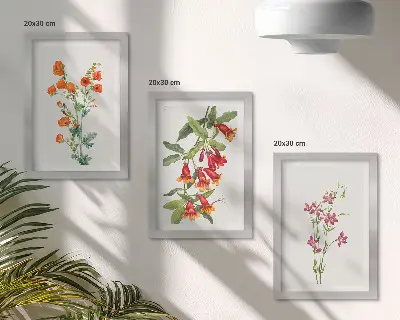 Dipinto floreale vintage trittico incorniciato