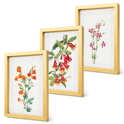 Trittico incorniciato dipinto floreale vintage retrò
