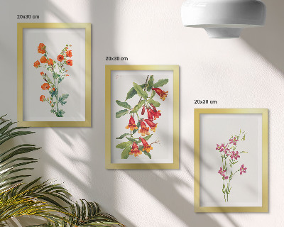 Trittico incorniciato dipinto floreale vintage retrò
