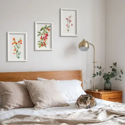 Dipinto floreale vintage trittico incorniciato