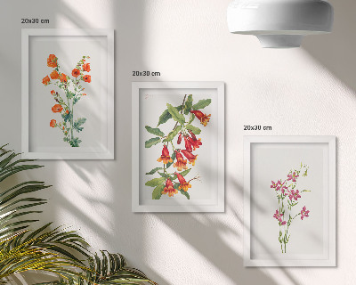 Trittico incorniciato dipinto floreale vintage retrò