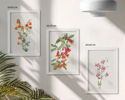 Dipinto floreale vintage trittico incorniciato