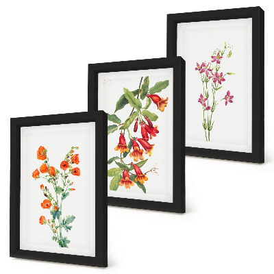 Trittico incorniciato dipinto floreale vintage retrò