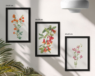Trittico incorniciato dipinto floreale vintage retrò