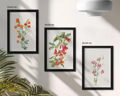 Dipinto floreale vintage trittico incorniciato
