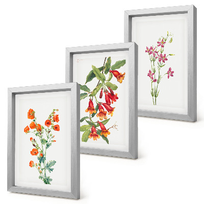 Trittico incorniciato dipinto floreale vintage retrò