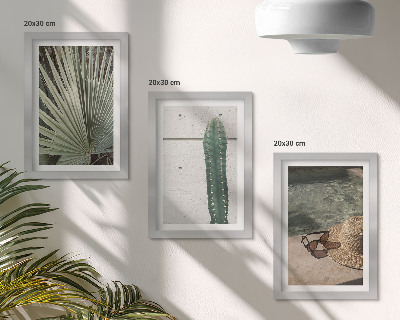 Composizione di 3 quadri Piante tropicali e accessori per vacanze in riva al mare