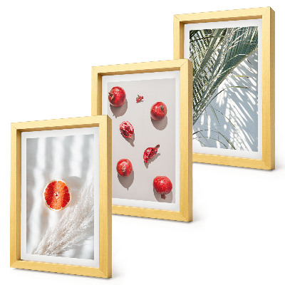 Composizione di 3 quadri Vacanze frutti tropicali foglie di palma