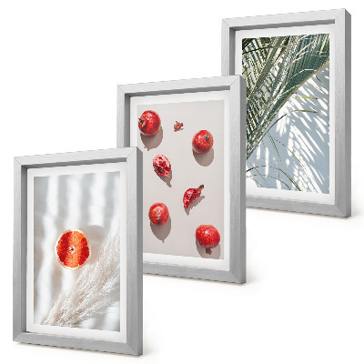 Composizione di 3 quadri Vacanze frutti tropicali foglie di palma