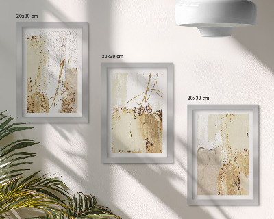 Trittico incorniciato Motivi astratti nelle tonalità del beige e del bianco