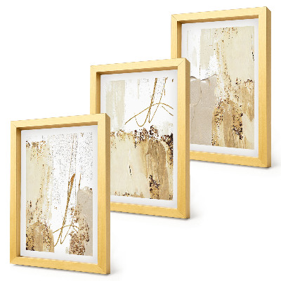 Trittico incorniciato Motivi astratti nelle tonalità del beige e del bianco