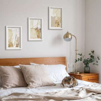 Trittico incorniciato Motivi astratti nelle tonalità del beige e del bianco