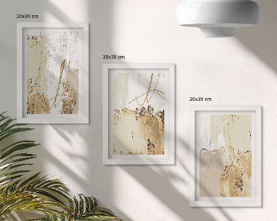 Trittico incorniciato Motivi astratti nelle tonalità del beige e del bianco