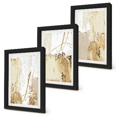 Trittico incorniciato Motivi astratti nelle tonalità del beige e del bianco