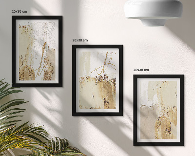 Trittico incorniciato Motivi astratti nelle tonalità del beige e del bianco