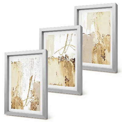 Trittico incorniciato Motivi astratti nelle tonalità del beige e del bianco