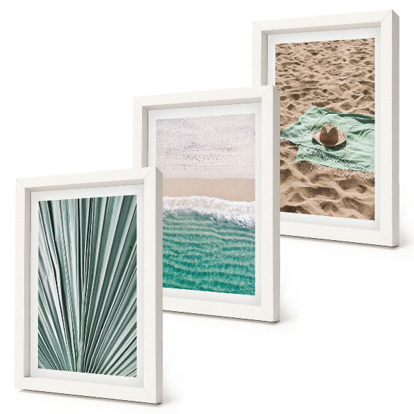 Composizione di 3 quadri Panorami di vacanze estive sulla spiaggia in riva al mare