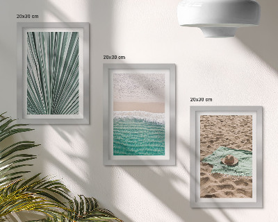 Composizione di 3 quadri Panorami di vacanze estive sulla spiaggia in riva al mare