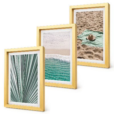 Composizione di 3 quadri Panorami di vacanze estive sulla spiaggia in riva al mare