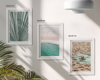 Composizione di 3 quadri Panorami di vacanze estive sulla spiaggia in riva al mare