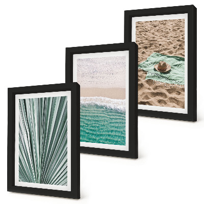 Composizione di 3 quadri Panorami di vacanze estive sulla spiaggia in riva al mare