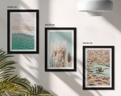 Trittico incorniciato Spiaggia, onde, erba, cappello, sabbia, relax, natura