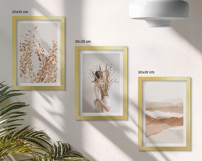 Composizione di 3 quadri Motivi vegetali astratti in stile rustico boho