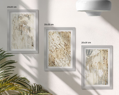Trittico incorniciato Motivi astratti nelle tonalità del beige e del grigio