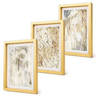 Trittico incorniciato Motivi astratti nelle tonalità del beige e del grigio