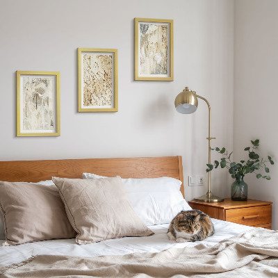 Trittico incorniciato Motivi astratti nelle tonalità del beige e del grigio