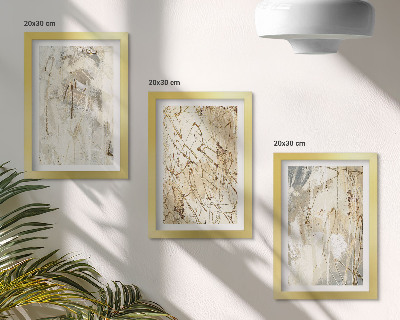 Trittico incorniciato Motivi astratti nelle tonalità del beige e del grigio