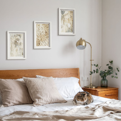 Trittico incorniciato Motivi astratti nelle tonalità del beige e del grigio