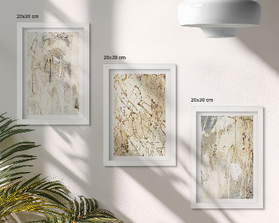Trittico incorniciato Motivi astratti nelle tonalità del beige e del grigio