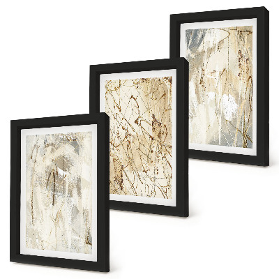 Trittico incorniciato Motivi astratti nelle tonalità del beige e del grigio