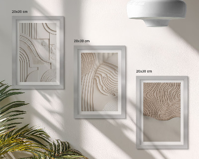 Trittico incorniciato Motivi astratti nelle tonalità del beige e del bianco