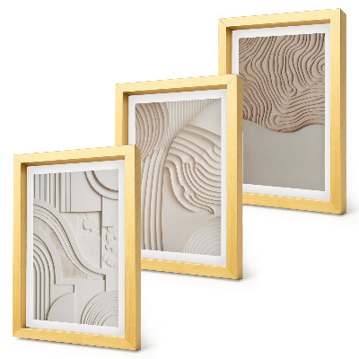 Trittico incorniciato Motivi astratti nelle tonalità del beige e del bianco