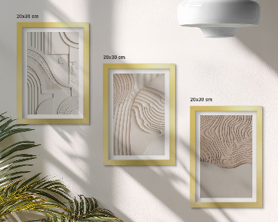 Trittico incorniciato Motivi astratti nelle tonalità del beige e del bianco