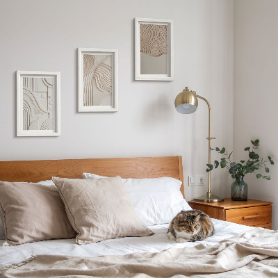 Trittico incorniciato Motivi astratti nelle tonalità del beige e del bianco