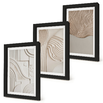 Trittico incorniciato Motivi astratti nelle tonalità del beige e del bianco
