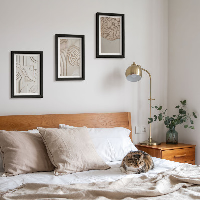 Trittico incorniciato Motivi astratti nelle tonalità del beige e del bianco