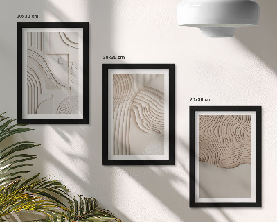 Trittico incorniciato Motivi astratti nelle tonalità del beige e del bianco