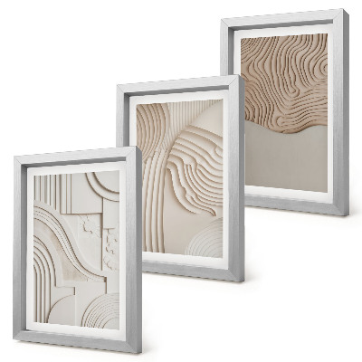 Trittico incorniciato Motivi astratti nelle tonalità del beige e del bianco